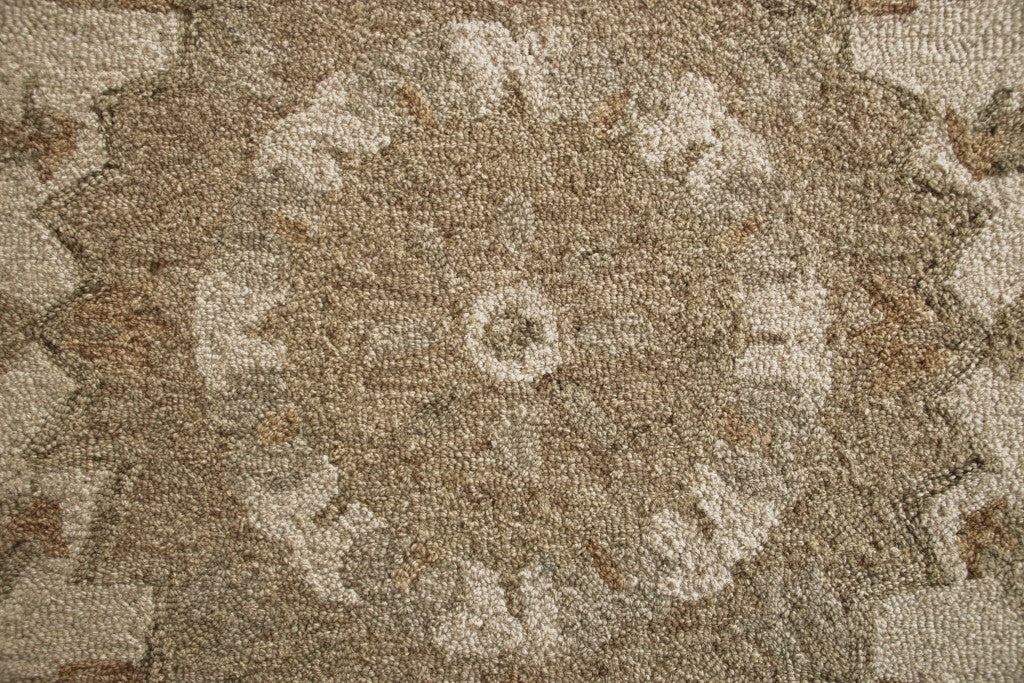 HomeRoots 3' Round Tan Retro Modern Medallion Area Rug