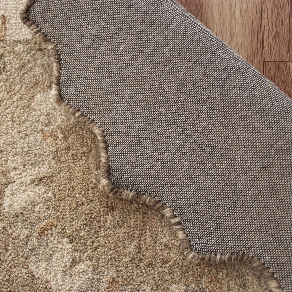 HomeRoots 3' Round Tan Retro Modern Medallion Area Rug