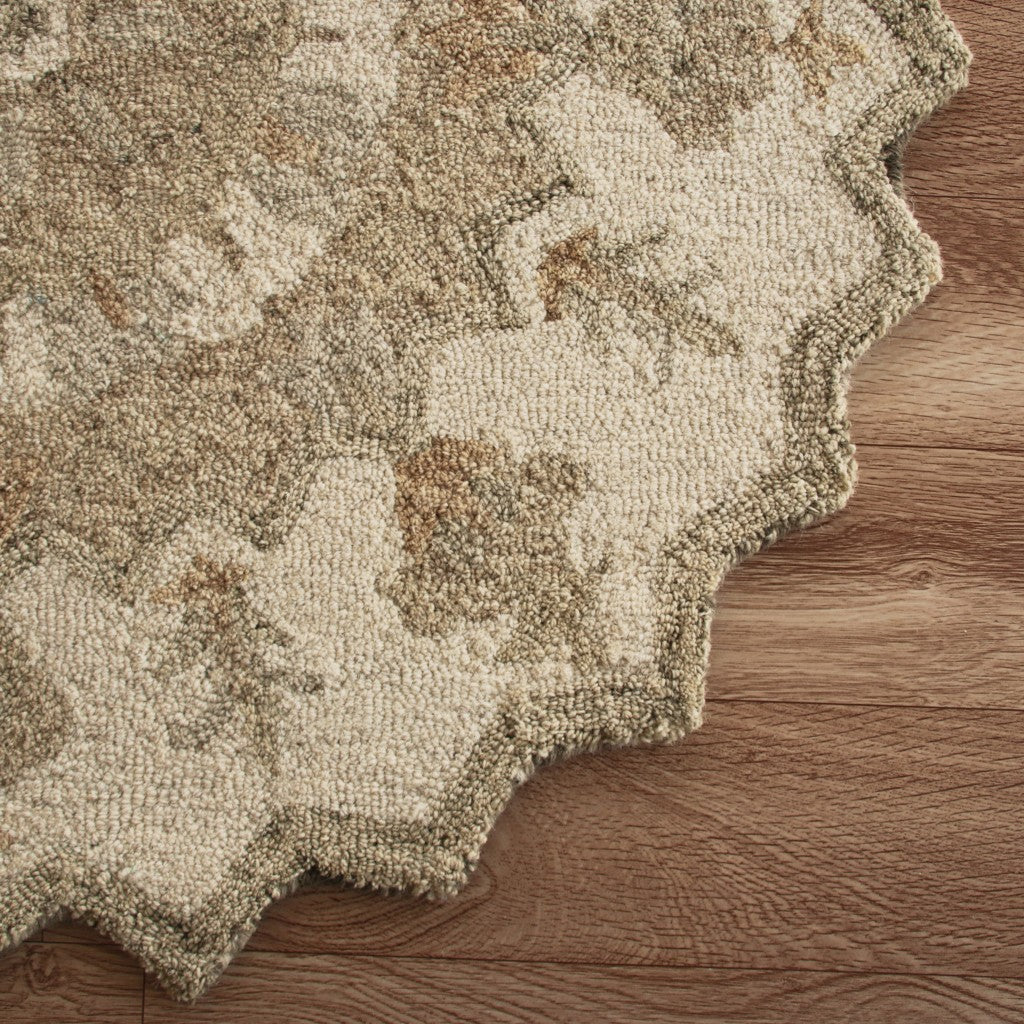 HomeRoots 3' Round Tan Retro Modern Medallion Area Rug