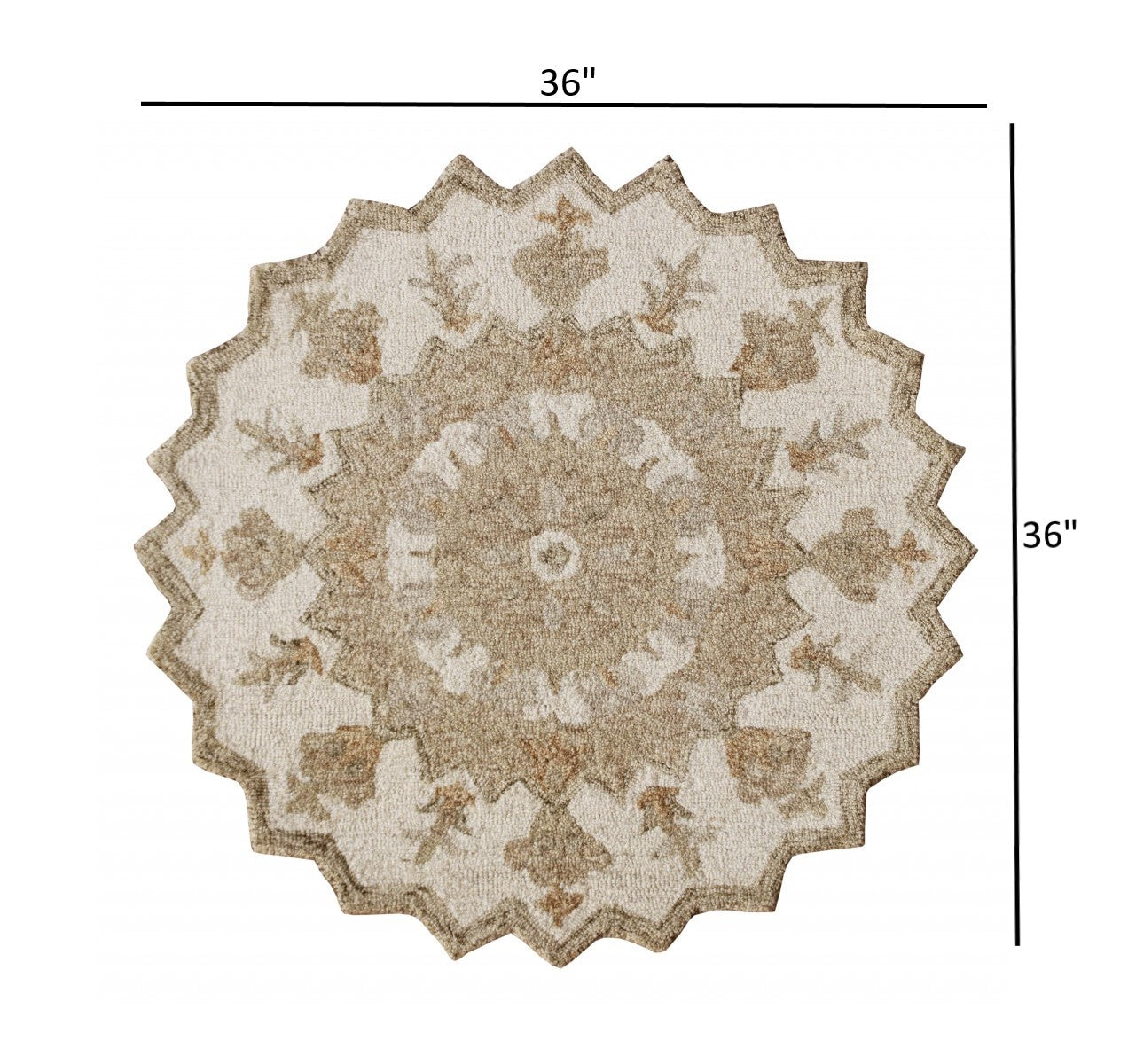 HomeRoots 3' Round Tan Retro Modern Medallion Area Rug