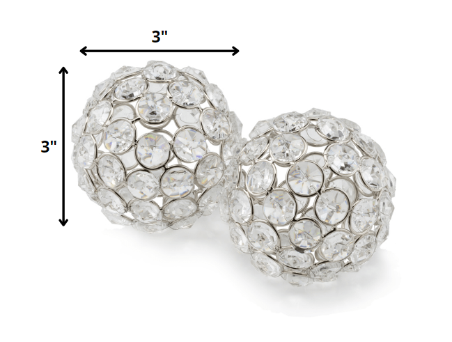 HomeRoots 3' Silver Iron and Crystal Spheres Set Of 2