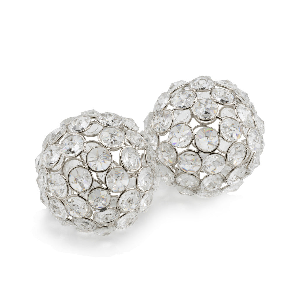HomeRoots 3' Silver Iron and Crystal Spheres Set Of 2