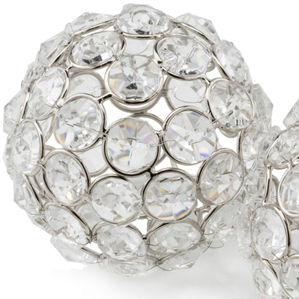 HomeRoots 3' Silver Iron and Crystal Spheres Set Of 2