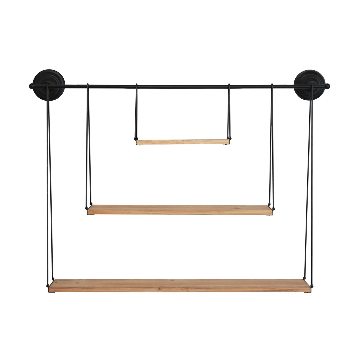 HomeRoots 3 Tier Nested Black Metal and Wood Shelf