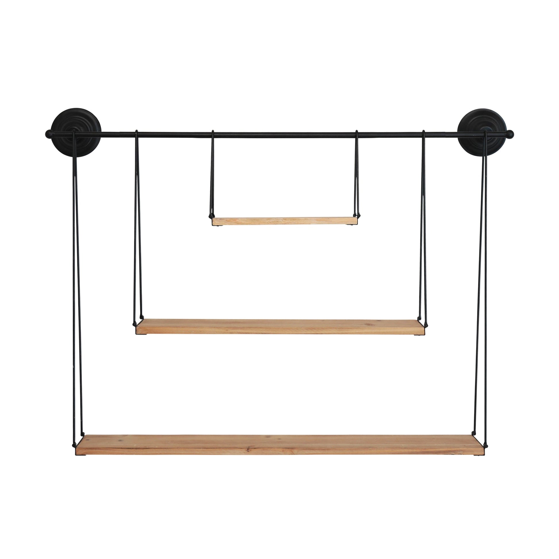 HomeRoots 3 Tier Nested Black Metal and Wood Shelf