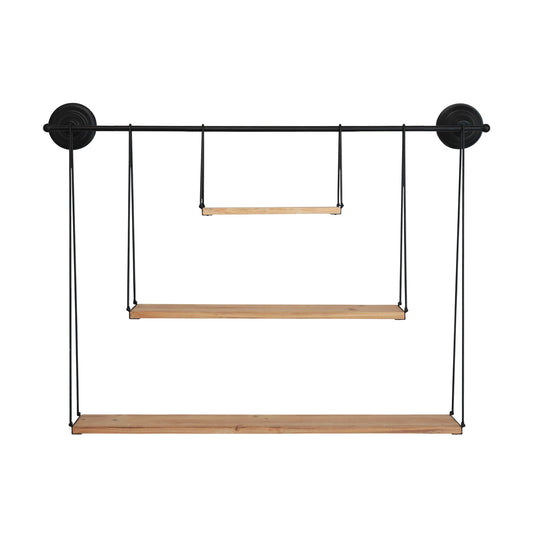 HomeRoots 3 Tier Nested Black Metal and Wood Shelf