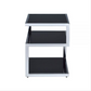 HomeRoots 3 Tier Shelves End Table With Black Glass And Chrome