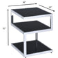 HomeRoots 3 Tier Shelves End Table With Black Glass And Chrome