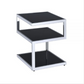 HomeRoots 3 Tier Shelves End Table With Black Glass And Chrome