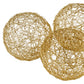 HomeRoots 3' X 3' X 3' Gold Iron Wire Spheres Box Of 3