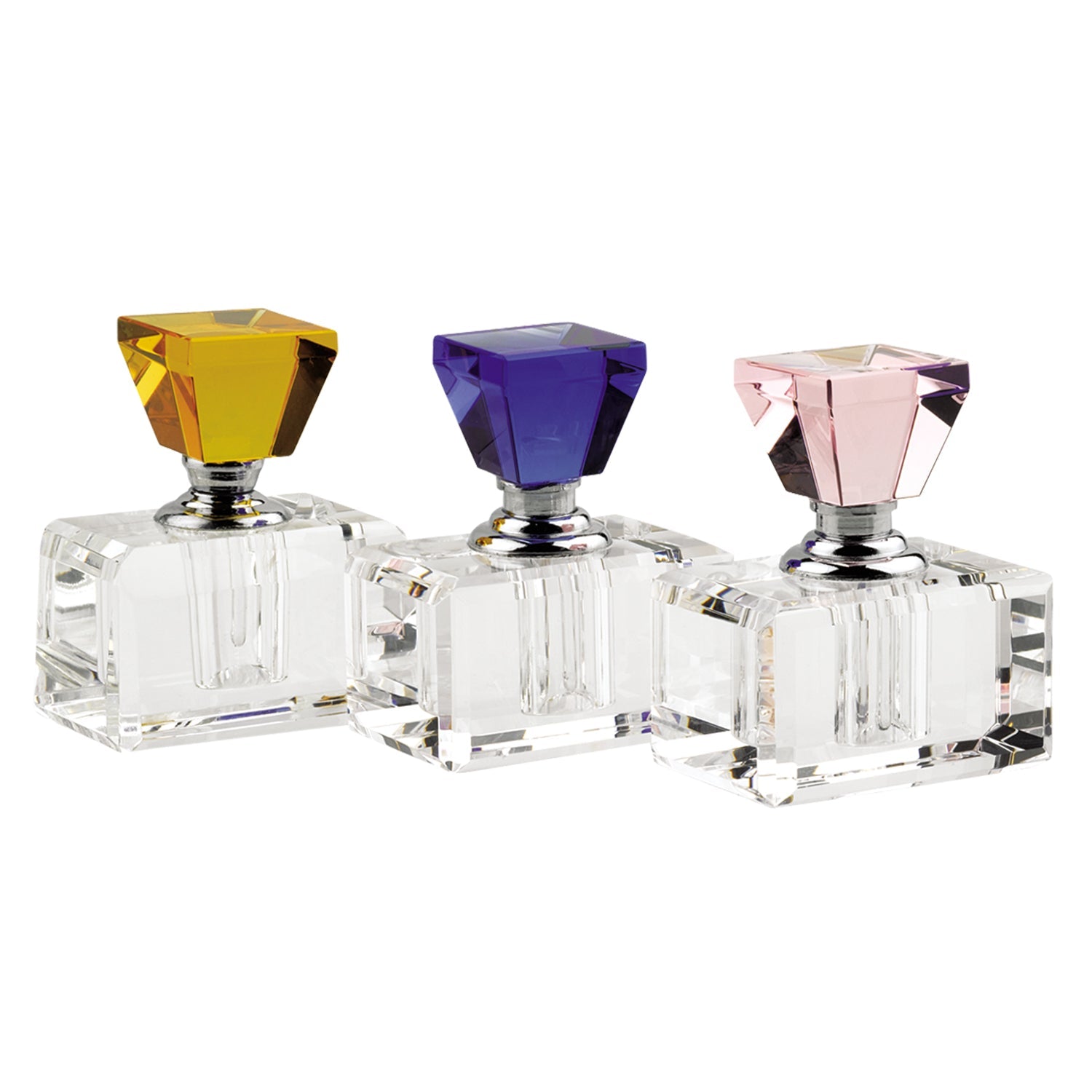 HomeRoots 3 pc Rainbow Crystal Perfume Bottle Set