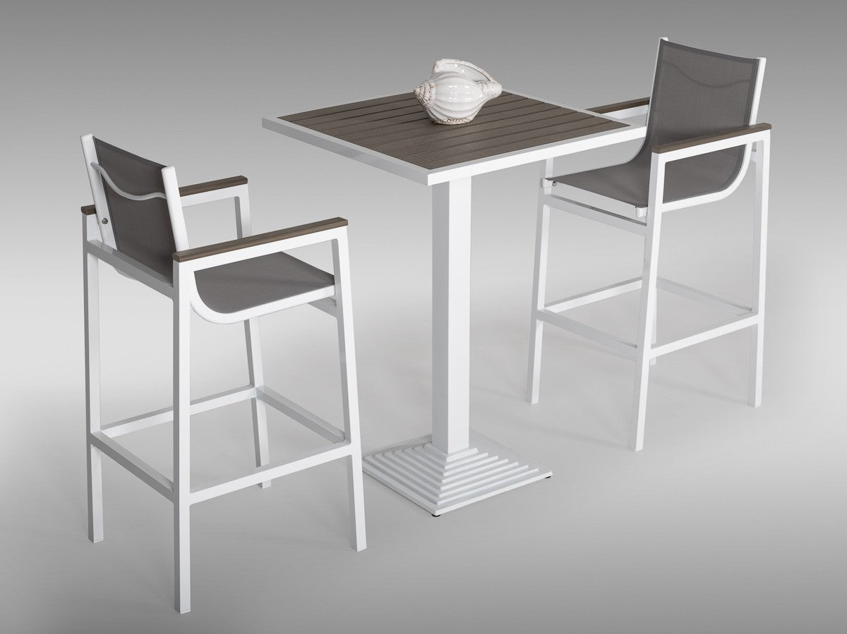 HomeRoots 3 Piece Modern White and Gray Outdoor Bar Set