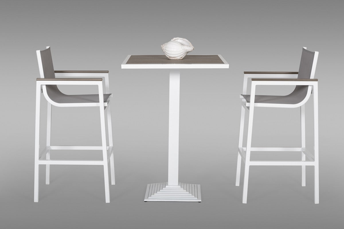 HomeRoots 3 Piece Modern White and Gray Outdoor Bar Set