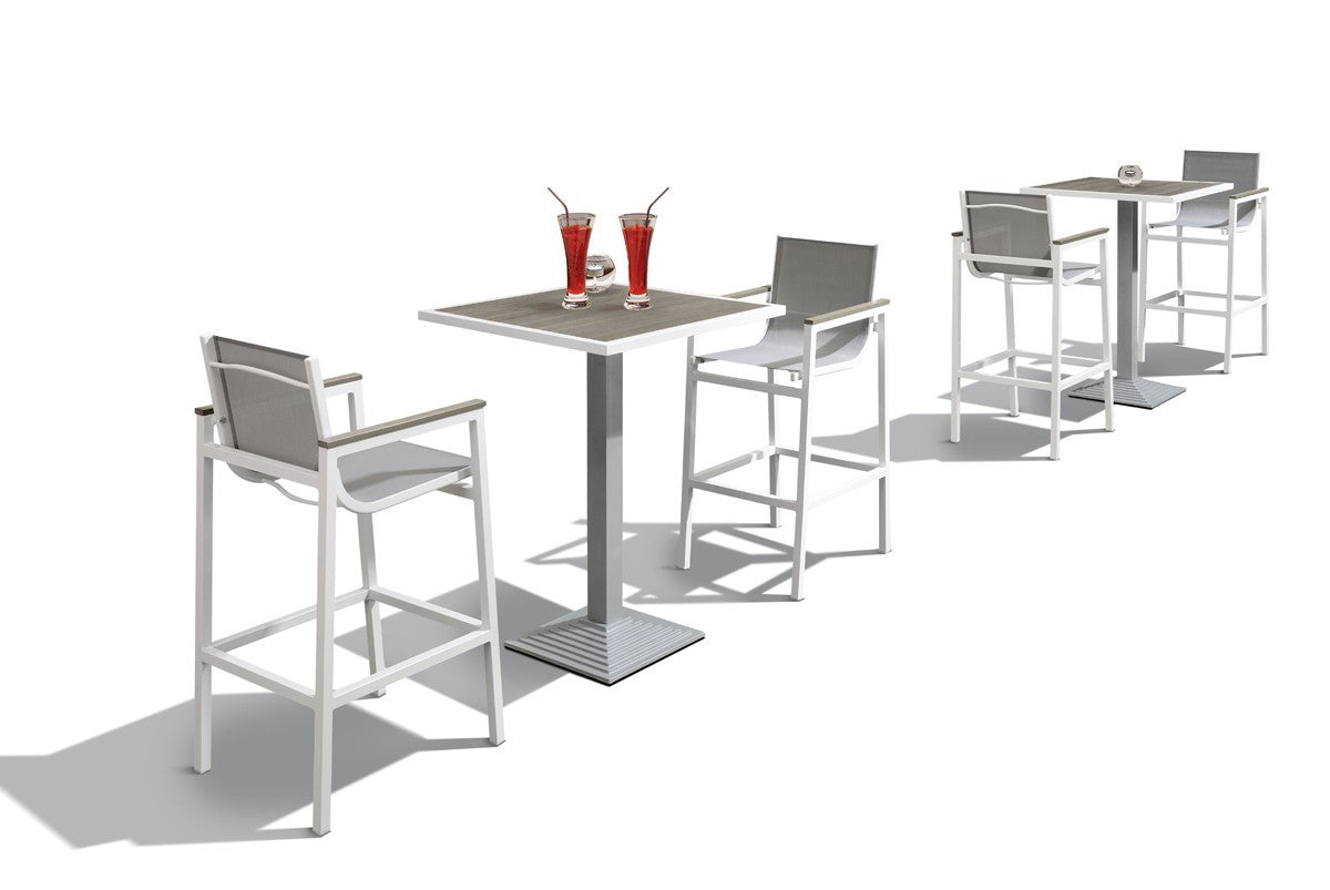 HomeRoots 3 Piece Modern White and Gray Outdoor Bar Set
