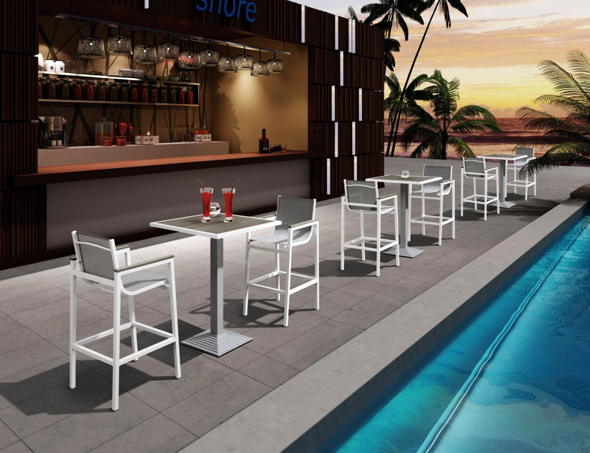 HomeRoots 3 Piece Modern White and Gray Outdoor Bar Set