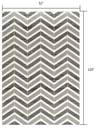 HomeRoots 3' x 10' Gray Distressed Chevron Runner Rug