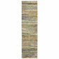 HomeRoots 3' x 12' Gold and Green Abstract Runner Rug