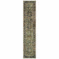 HomeRoots 3' x 12' Green and Brown Floral Runner Rug