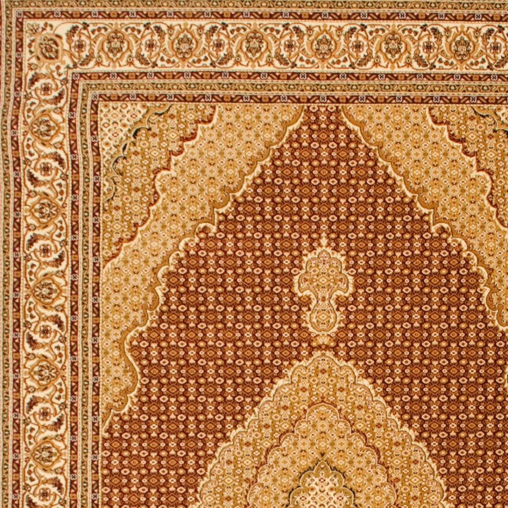 HomeRoots 3' x 13' Red and Beige Medallion Runner Rug