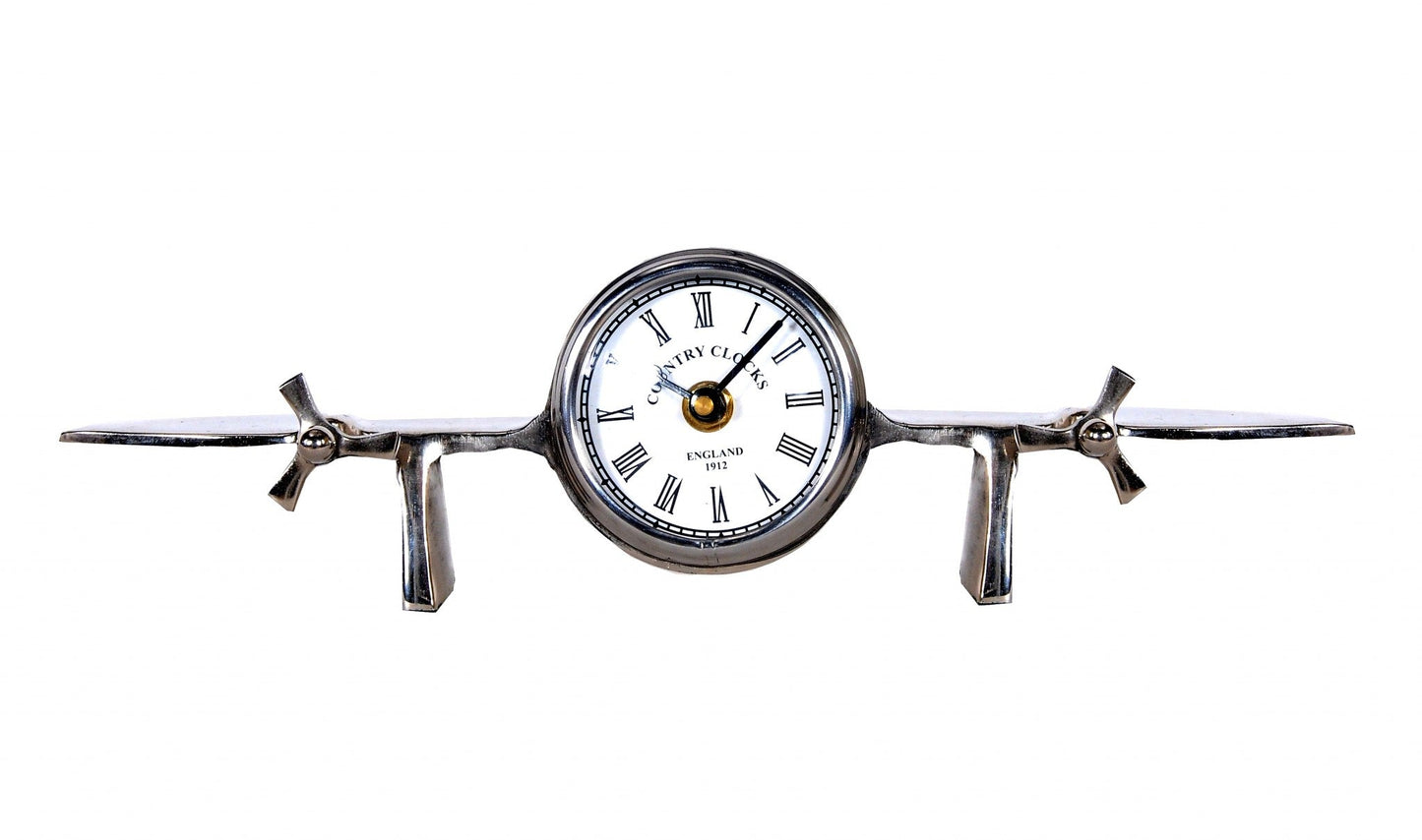 HomeRoots 3" x 13.5" x 4.5" Aeroplane Table Clock