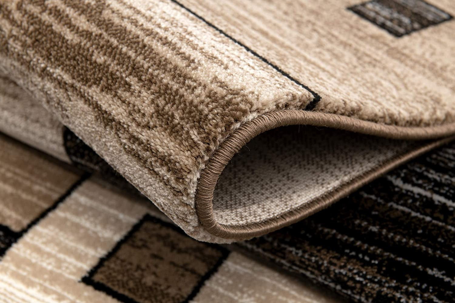 HomeRoots 3' x 20' Beige and Brown Geometric Runner Rug