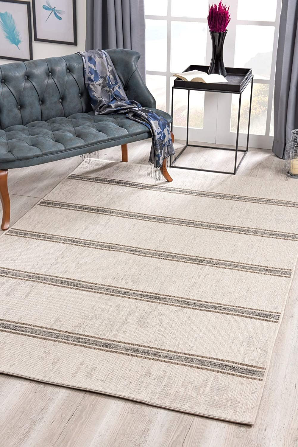 HomeRoots 3' x 20' Ivory Transitional Striped Runner Rug