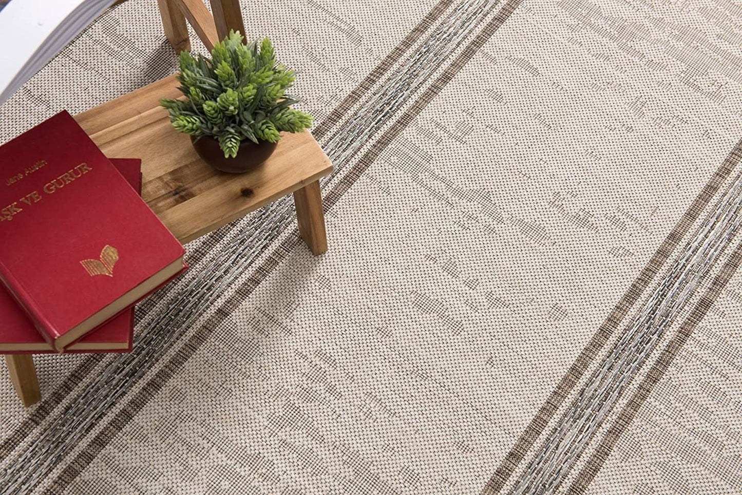 HomeRoots 3' x 20' Ivory Transitional Striped Runner Rug