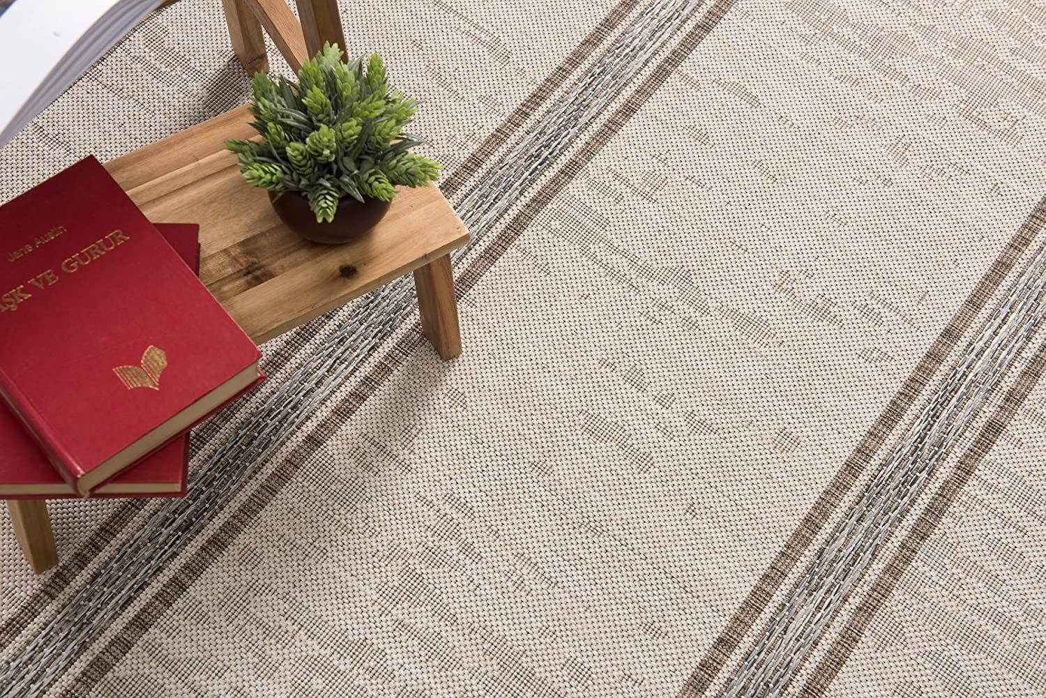 HomeRoots 3' x 20' Ivory Transitional Striped Runner Rug