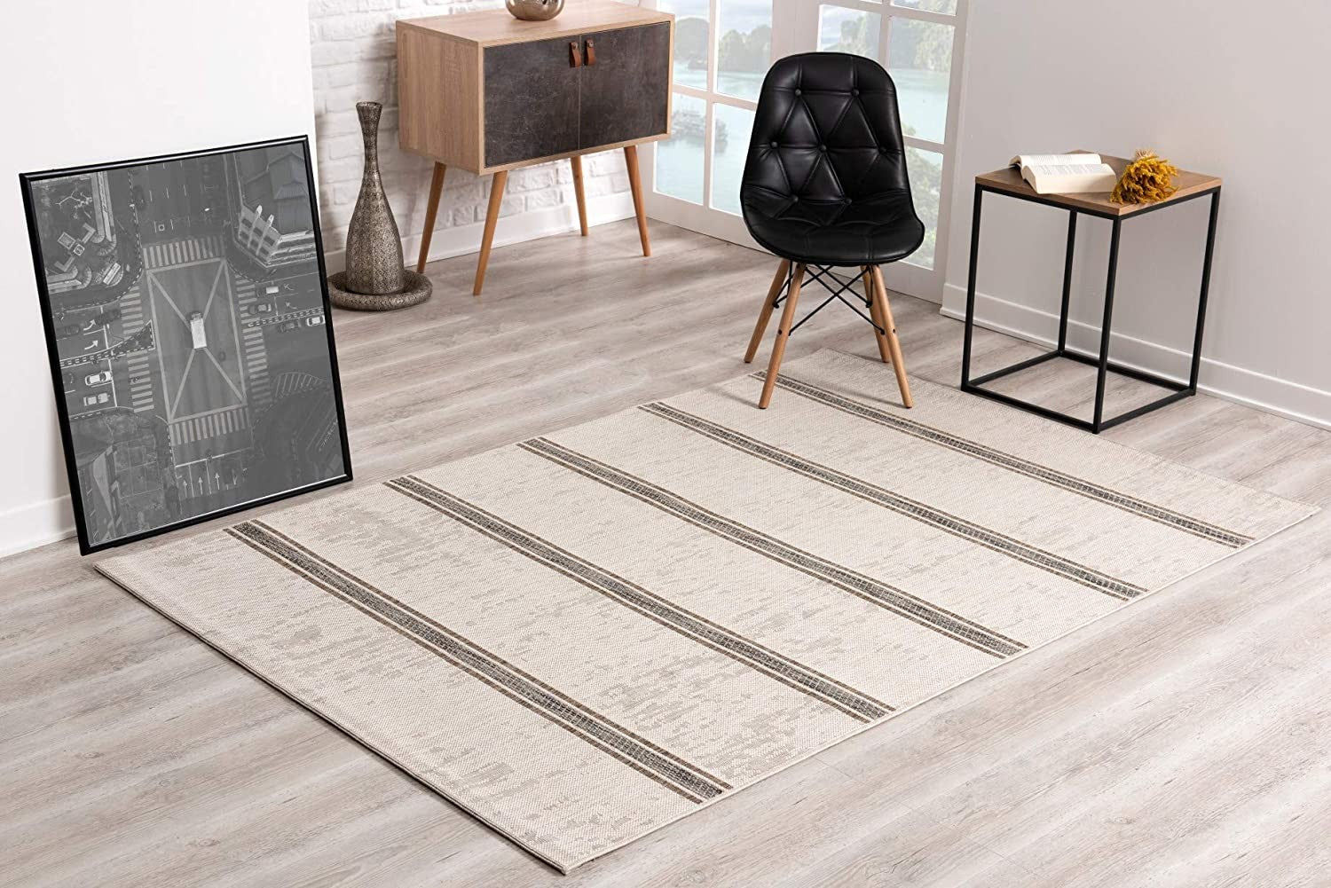 HomeRoots 3' x 20' Ivory Transitional Striped Runner Rug