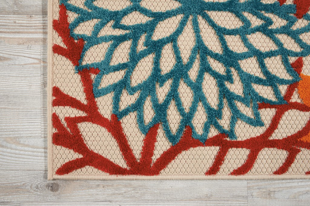 HomeRoots 3’ x 4’ Green Indoor Outdoor Area Rug With Floral Finish