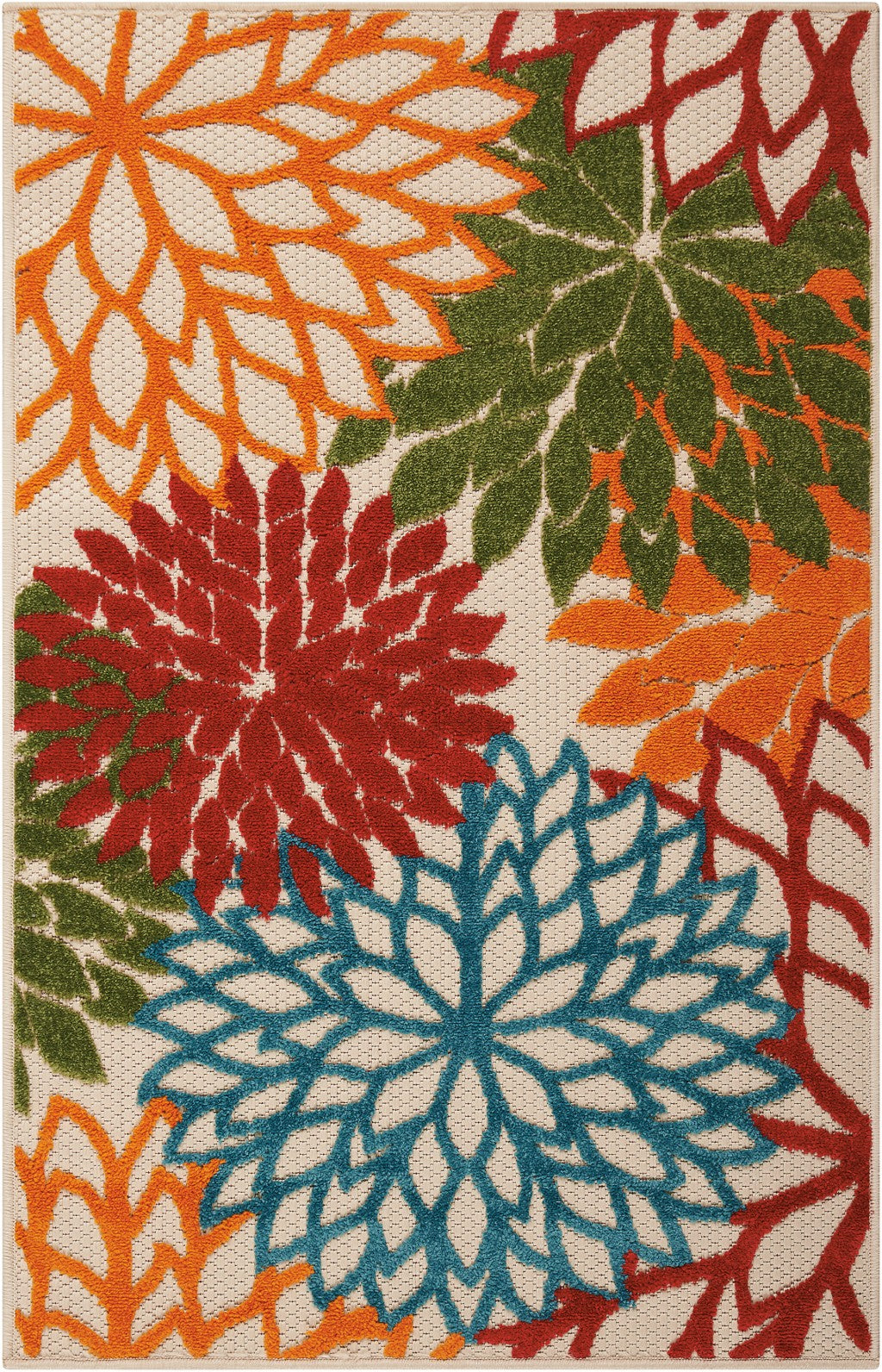 HomeRoots 3’ x 4’ Green Indoor Outdoor Area Rug With Floral Finish