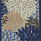 HomeRoots 3’ x 4’ Large Floral Indoor Outdoor Area Rug in Blue Finish