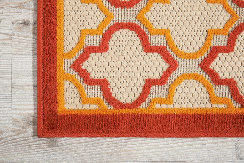 HomeRoots 3' x 4' Red Trellis Indoor Outdoor Area Rug