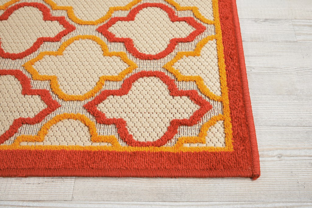 HomeRoots 3' x 4' Red Trellis Indoor Outdoor Area Rug