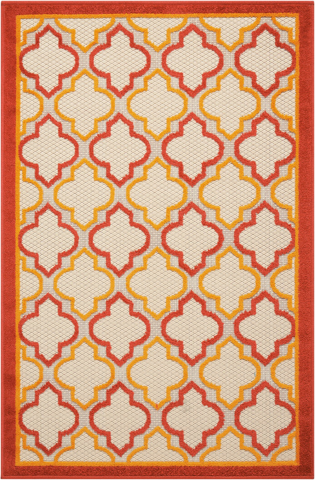 HomeRoots 3' x 4' Red Trellis Indoor Outdoor Area Rug
