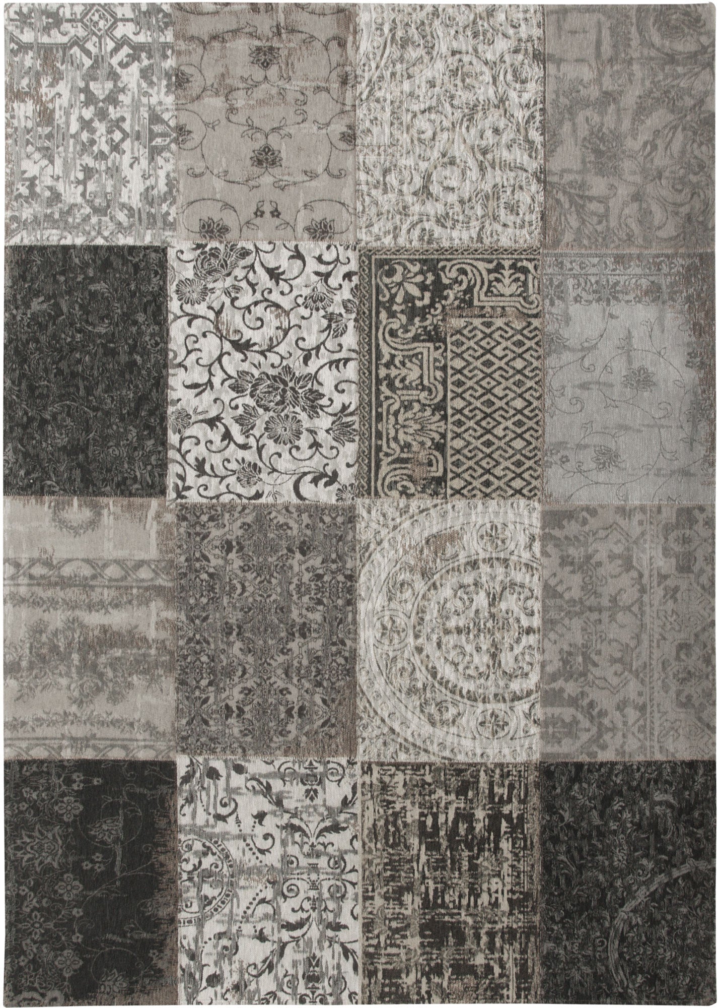 HomeRoots 3' x 5' Black White and Grey Patchwork Design Area Rug