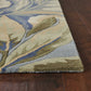 HomeRoots 3' x 5' Blue Tropical Leaves Wool Indoor Area Rug