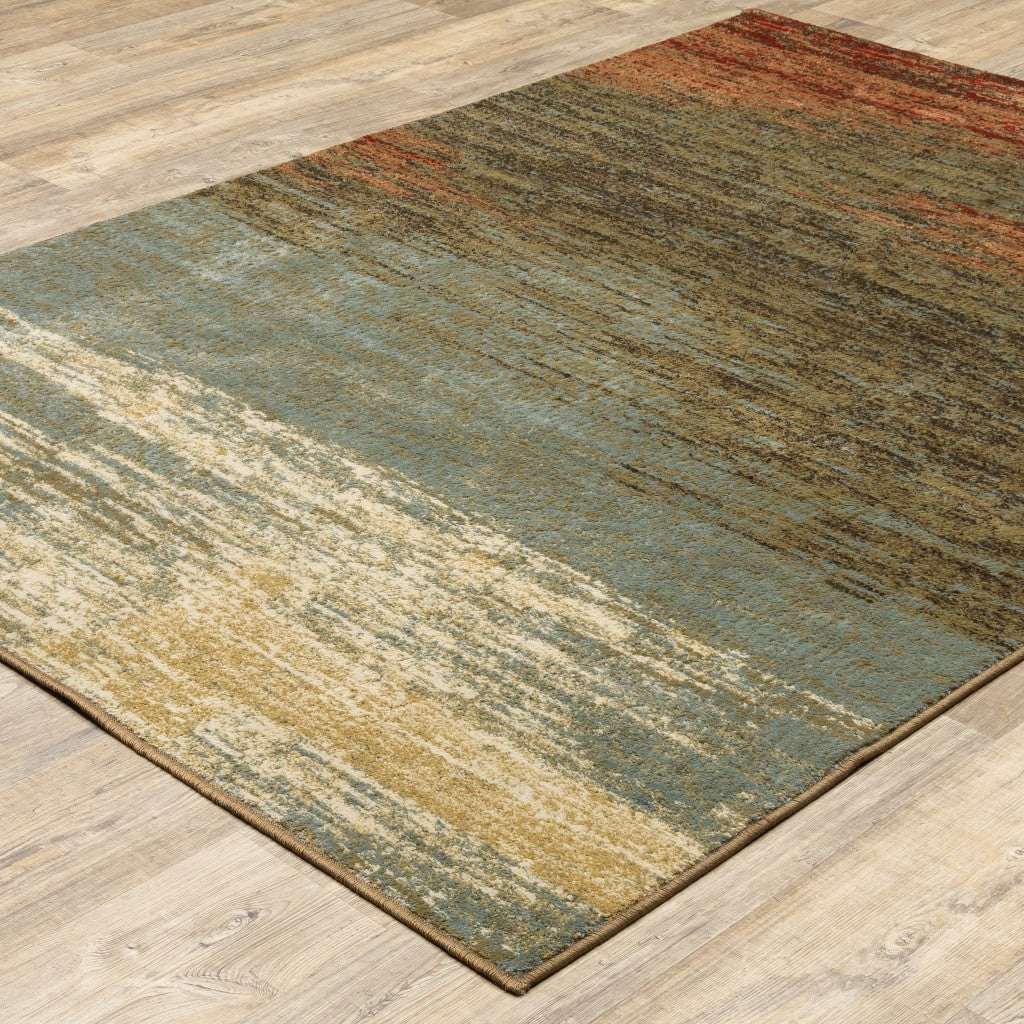 HomeRoots 3' x 5' Blue and Brown Distressed Area Rug