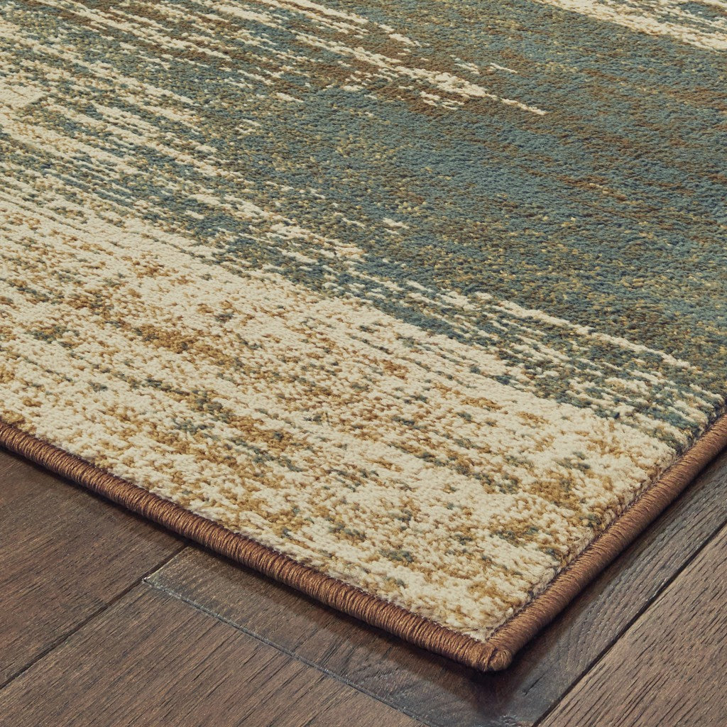 HomeRoots 3' x 5' Blue and Brown Distressed Area Rug