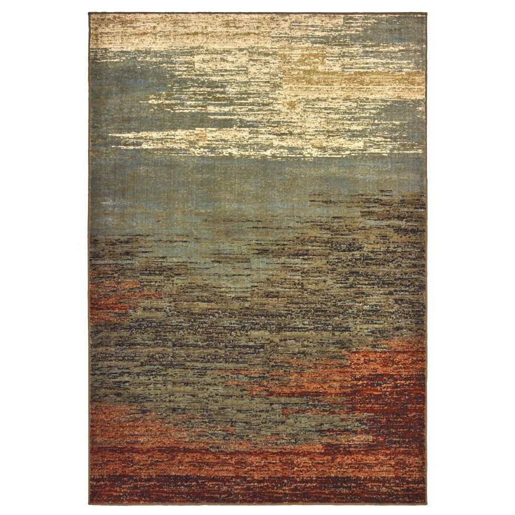 HomeRoots 3' x 5' Blue and Brown Distressed Area Rug