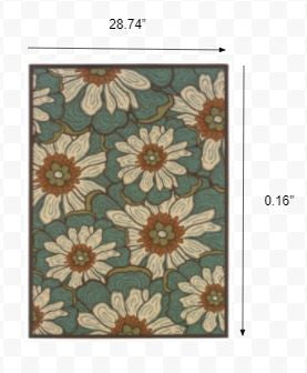 HomeRoots 3' x 5' Blue and Brown Floral Indoor Outdoor Area Rug
