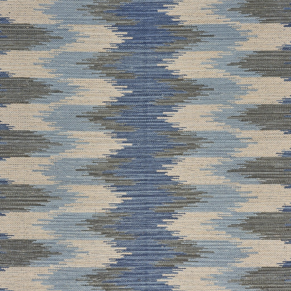 HomeRoots 3' x 5' Blue and Cream Ikat Pattern Area Rug