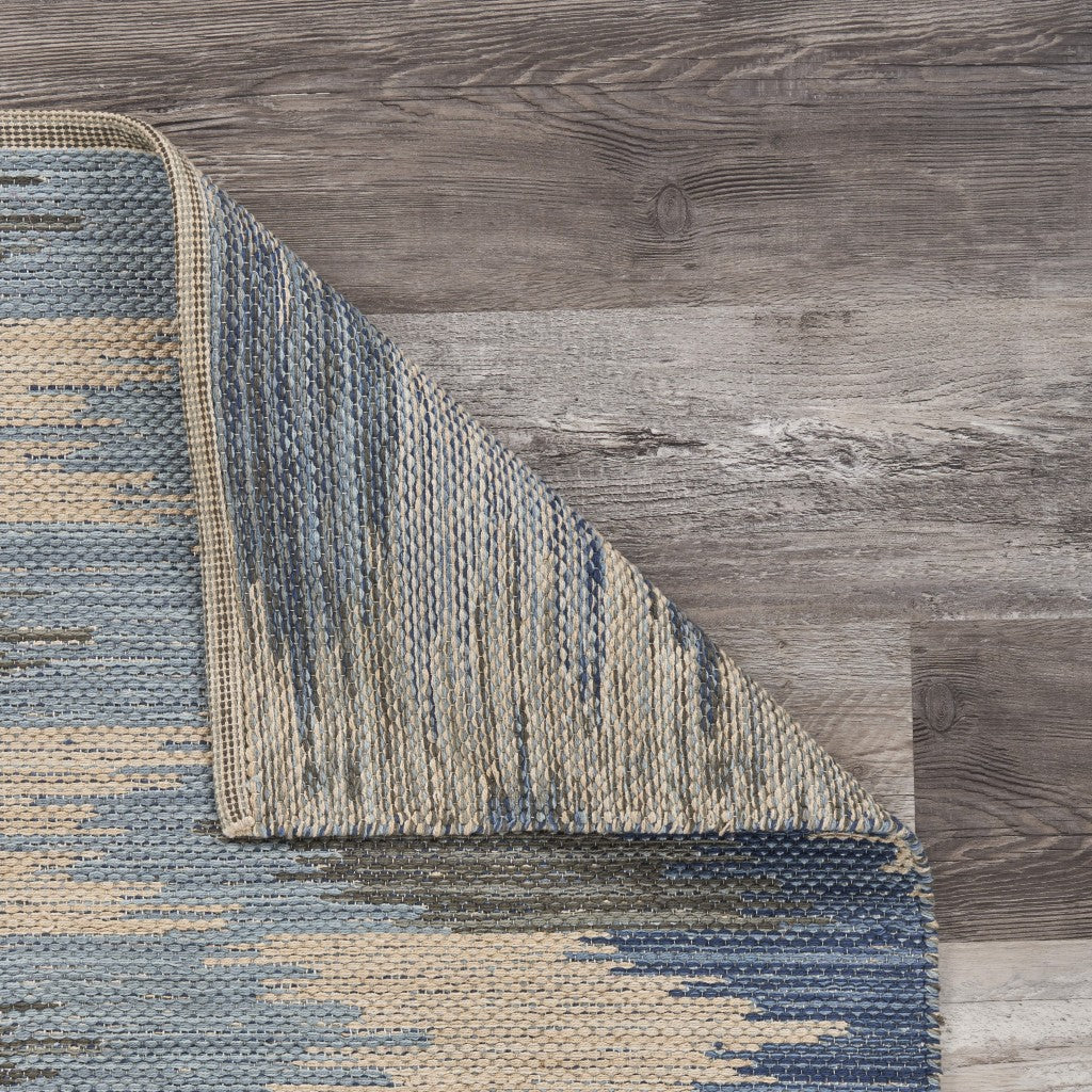 HomeRoots 3' x 5' Blue and Cream Ikat Pattern Area Rug