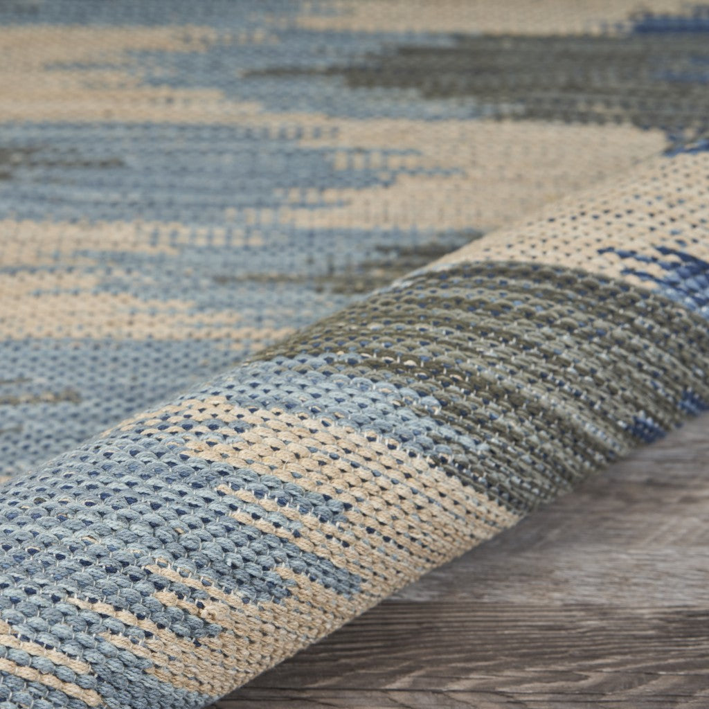 HomeRoots 3' x 5' Blue and Cream Ikat Pattern Area Rug