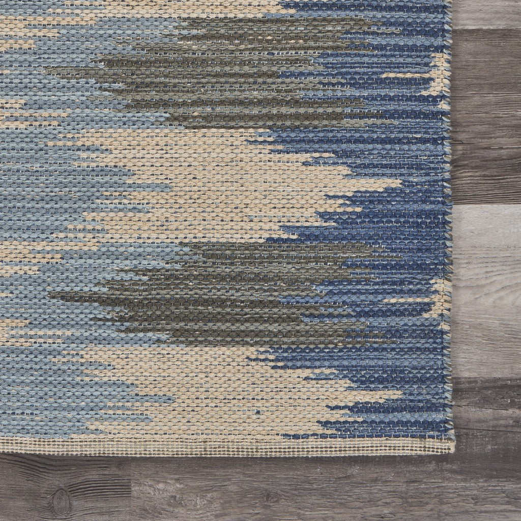 HomeRoots 3' x 5' Blue and Cream Ikat Pattern Area Rug