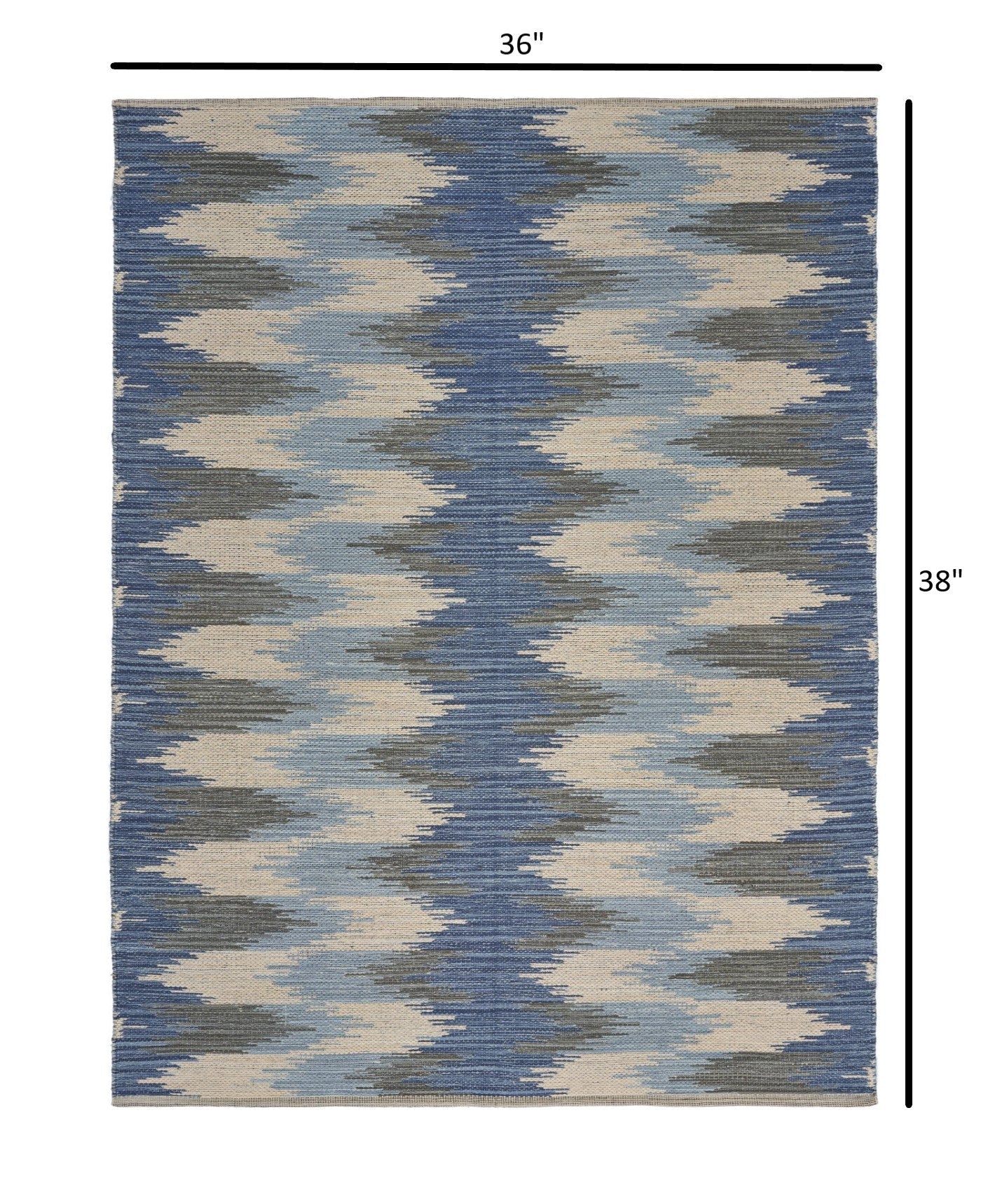 HomeRoots 3' x 5' Blue and Cream Ikat Pattern Area Rug