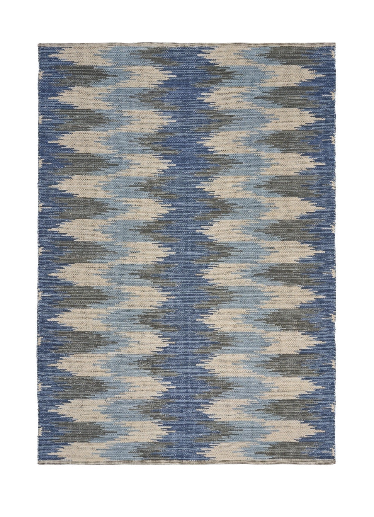 HomeRoots 3' x 5' Blue and Cream Ikat Pattern Area Rug