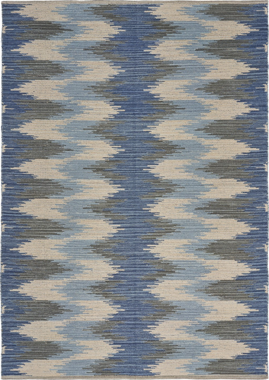 HomeRoots 3' x 5' Blue and Cream Ikat Pattern Area Rug