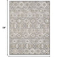 HomeRoots 3' x 5' Gray Ivory Aztec Pattern Indoor Outdoor Area Rug