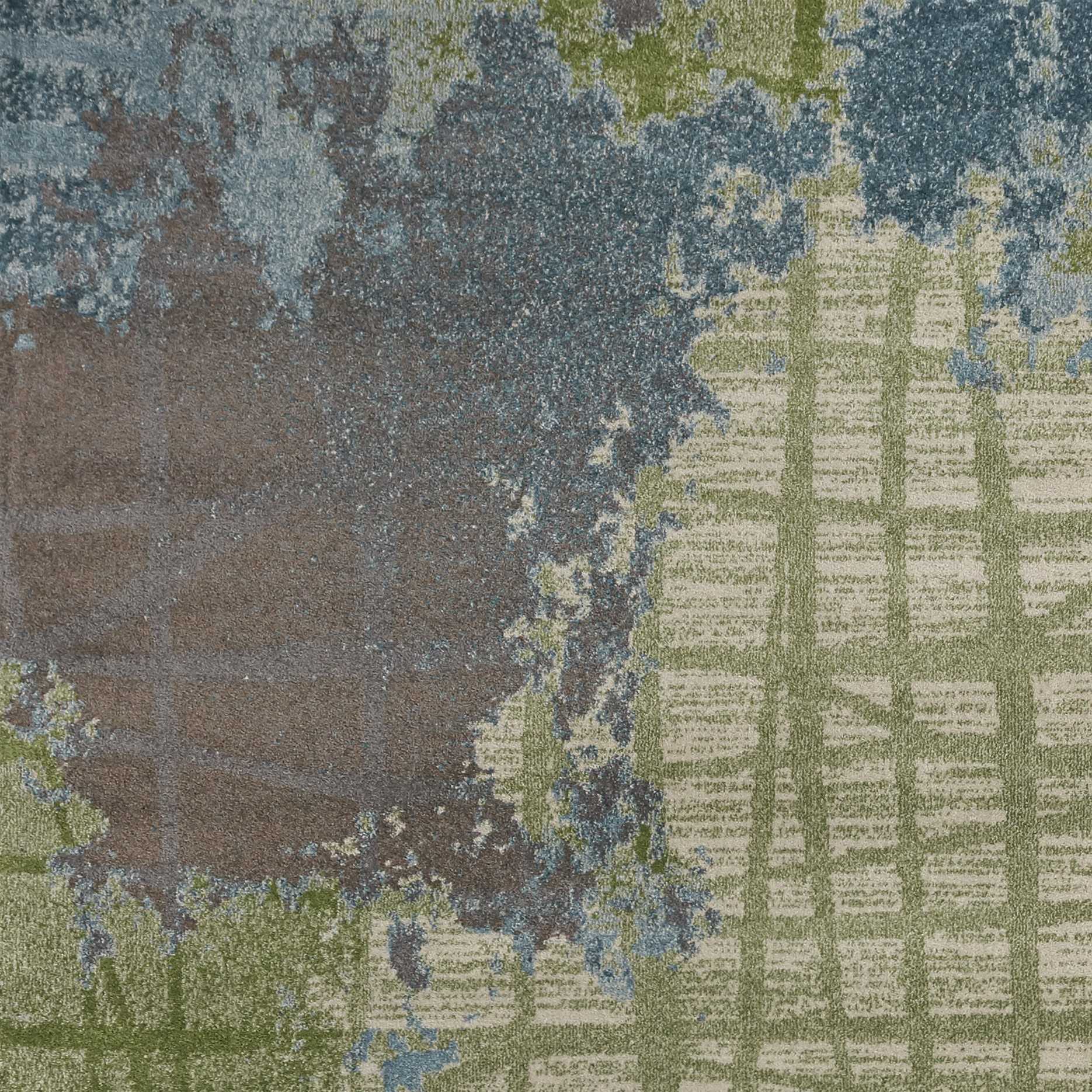 HomeRoots 3' x 5' Green or Blue Abstract Watercolor Area Rug